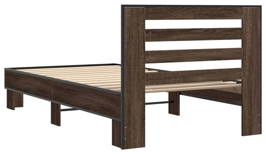 Estrutura de cama derivados de madeira/metal carvalho castanho