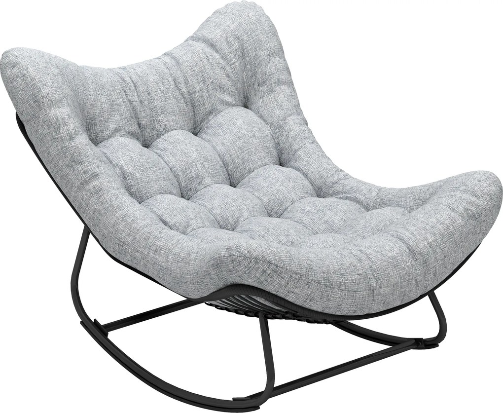 Outsunny Cadeira de balanço para jardim cadeira em formato de ovo com almofada acolchoada 98 x 111 x 74 cm cinza | Aosom Portugal