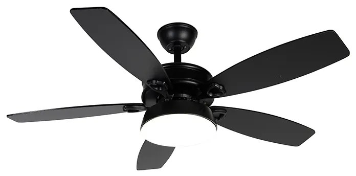 Ventilador de teto preto com controle remoto incluindo LED - Malaki Moderno