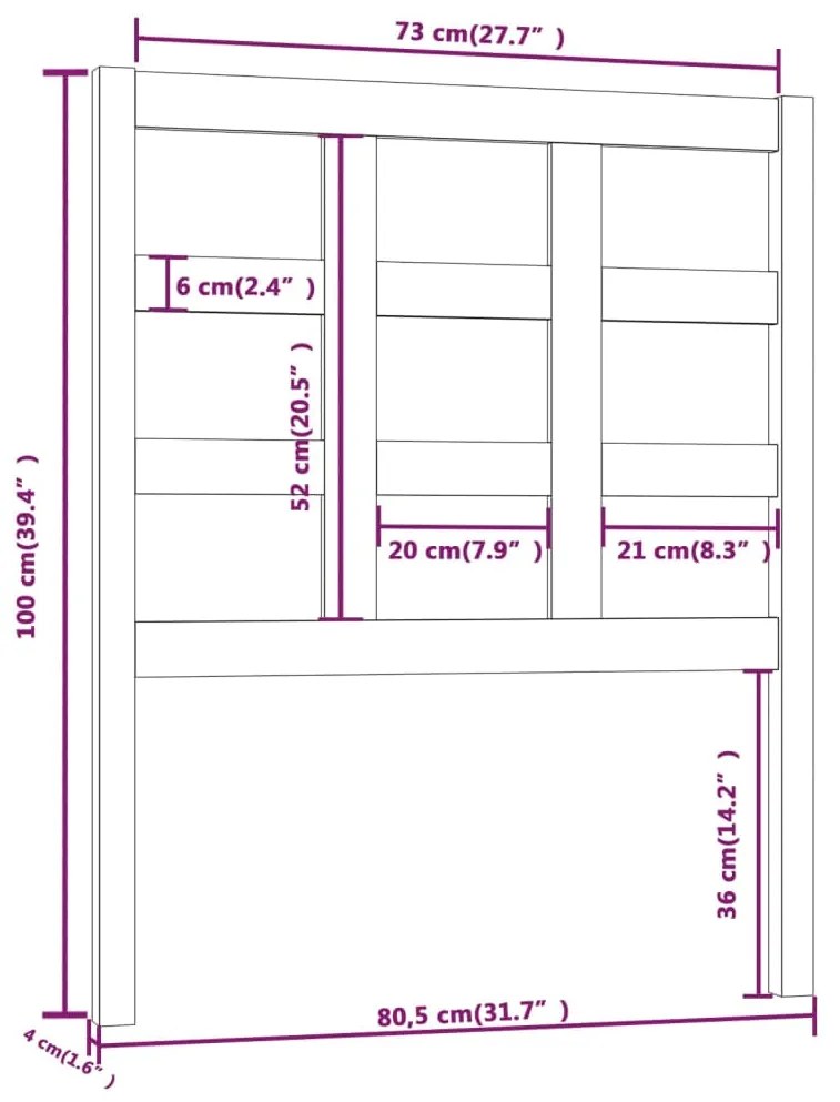 Cabeceira de cama 80,5x4x100 cm madeira de pinho maciça