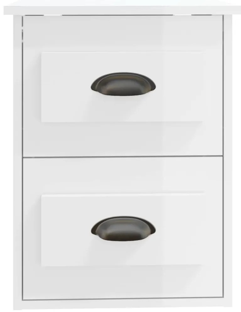 Mesas de cabeceira parede 2 pcs 41,5x36x53 cm branco brilhante