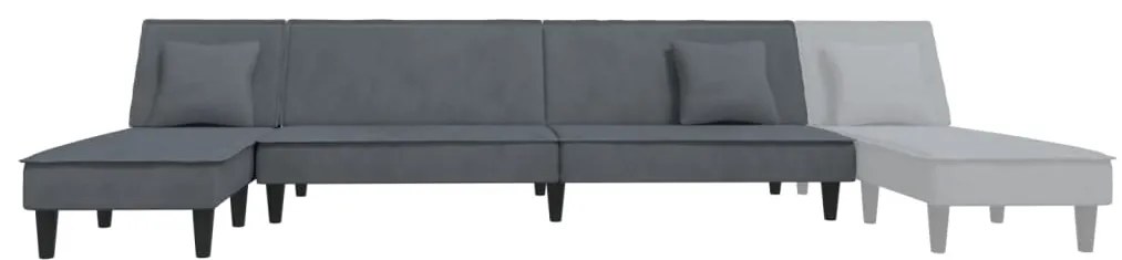 Sofá-cama em forma de L 255x140x70 cm veludo cinzento-escuro