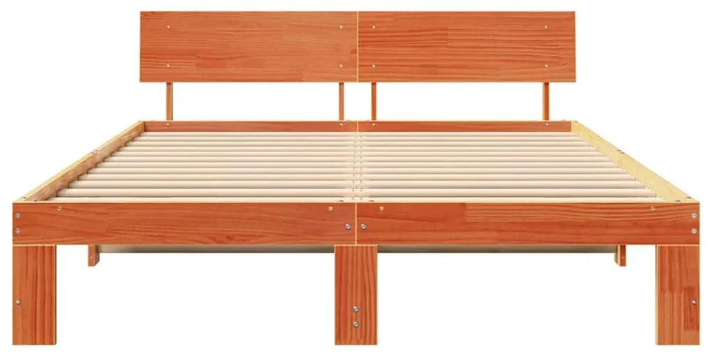 Estrado de Cama com Cabeceira Castanho 140x200 cm Madeira de Pinho Mac