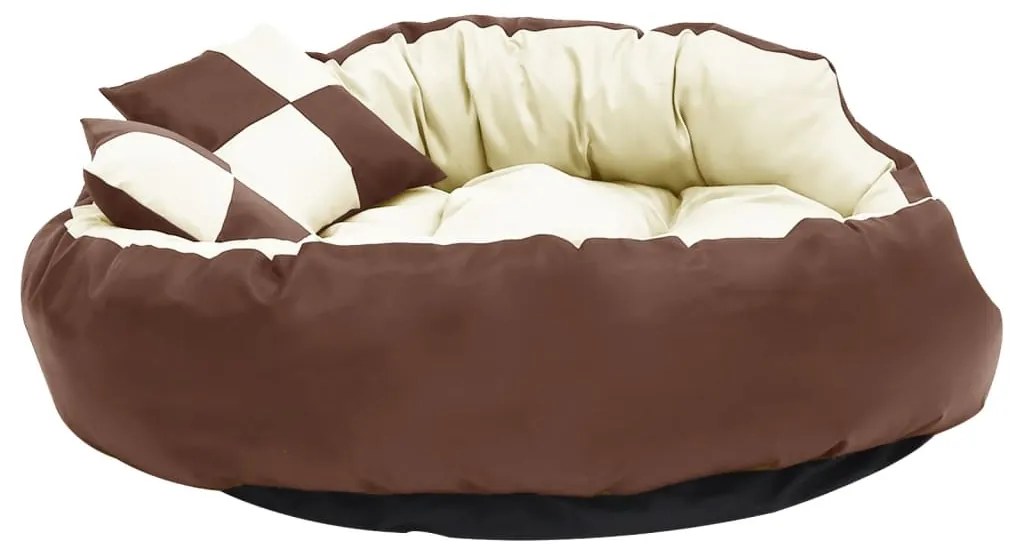 Almofadão p/ cães reversível lavável 110x80x23cm castanho/creme