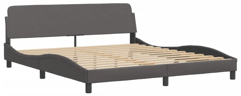 Cama com colchão 180x200 cm couro artificial cinza