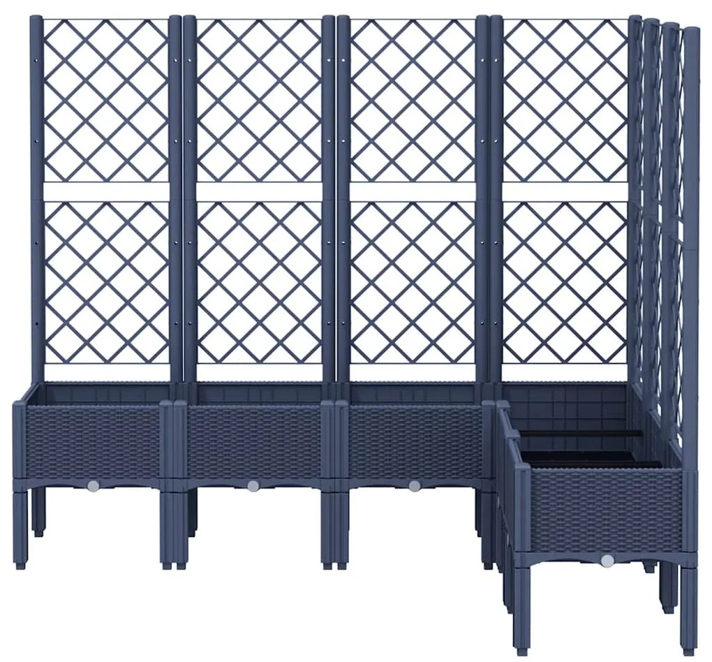 Vaso/floreira de jardim c/ treliça 160x120x142 cm PP cinzento azul