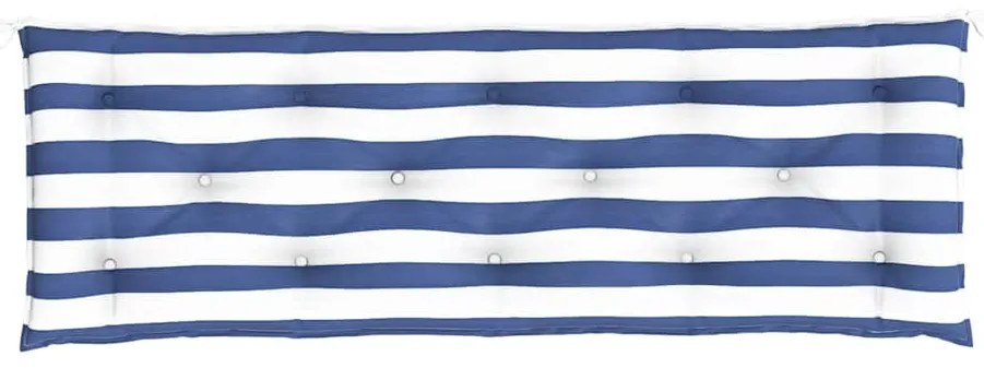 Almofadões p/ banco jardim 2 pcs 150x50x7 cm tecido azul/branco