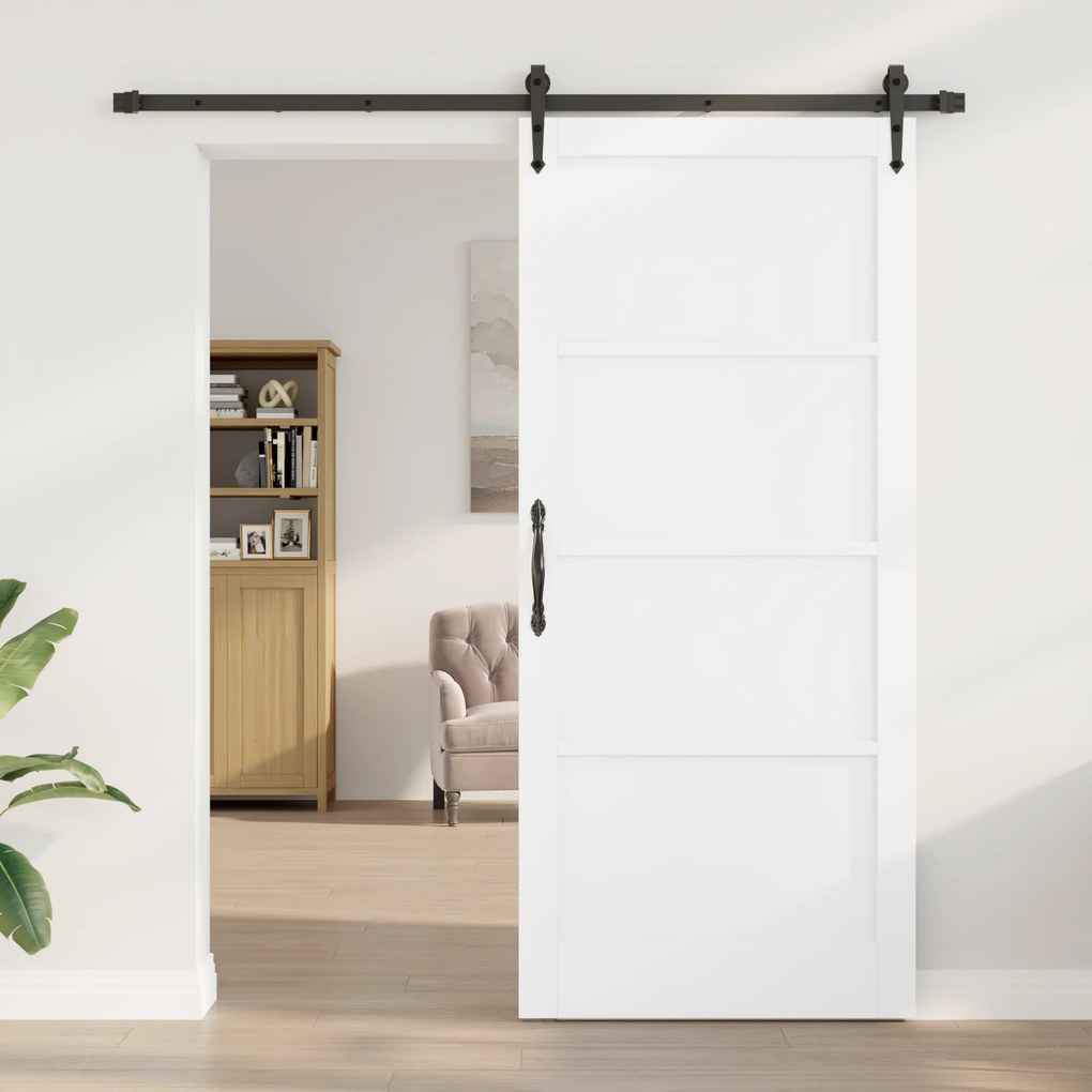 Porta Deslizante vidaXL com Conjunto de Ferragens Brancas 93x211 cm Ma