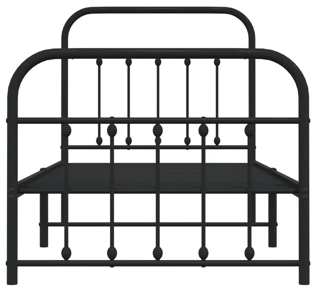 Estrutura de cama com cabeceira e pés 90x190 cm metal preto