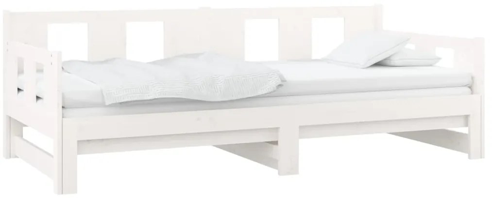 Estrutura sofá-cama de puxar 2x(80x200) cm pinho maciço branco