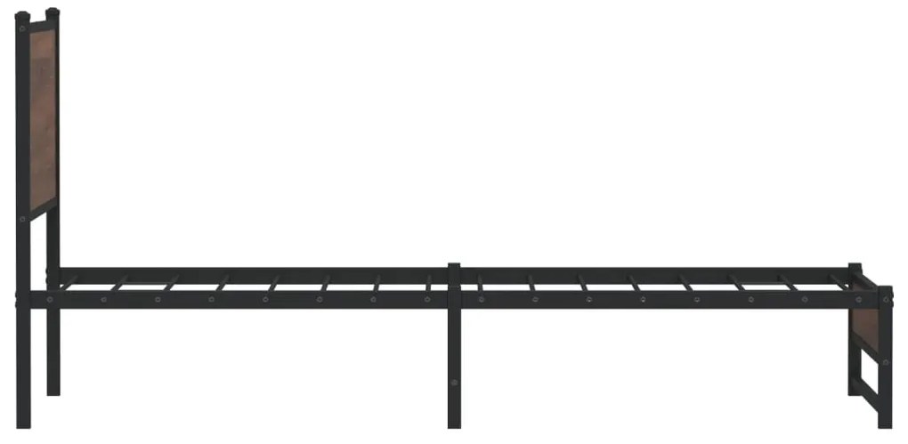 Estrutura de cama sem colchão 90x190 cm metal carvalho castanho
