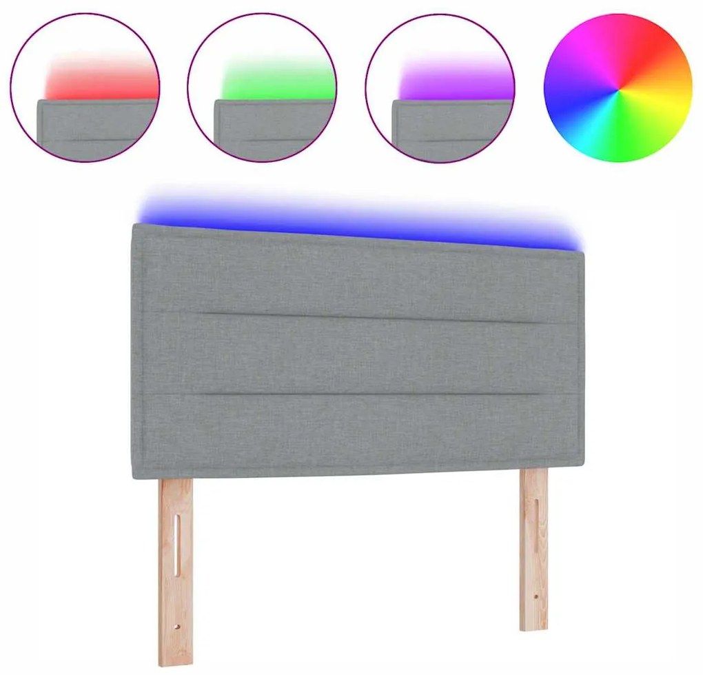 Cabeceira LED Design Linhas Cinza Claro 80 cm Tecido