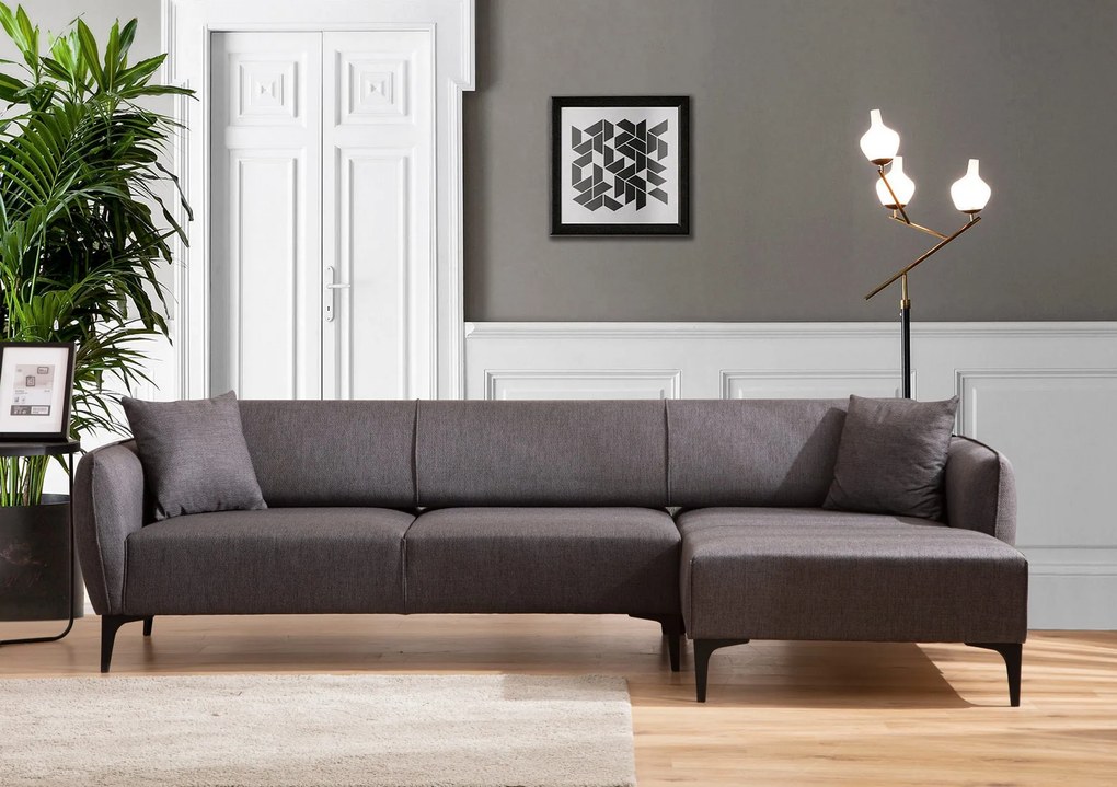Sofá de Canto Belissimo – Cinzento Escuro – 270 x 140 cm