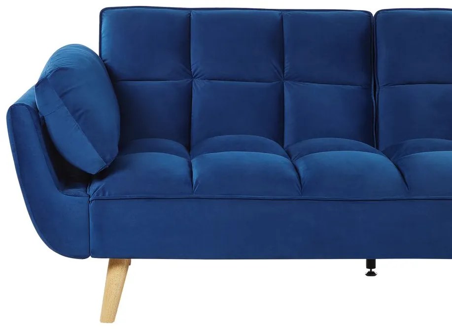 Sofá-cama em veludo azul marinho ASBY Beliani