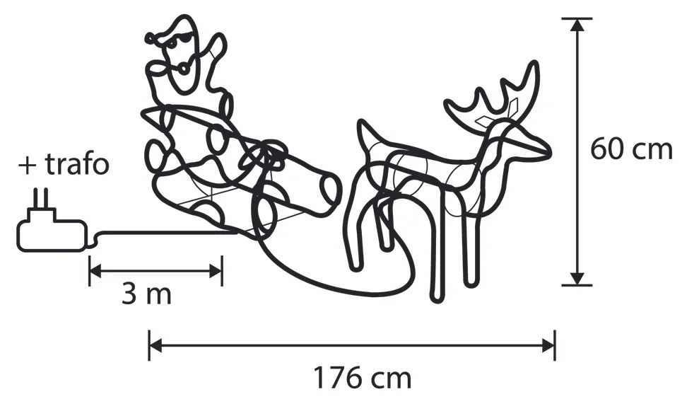 Candeeiro de pé de Natal Rena com Trenó 176cm Incl. LED com Temporizador IP44 - Sori