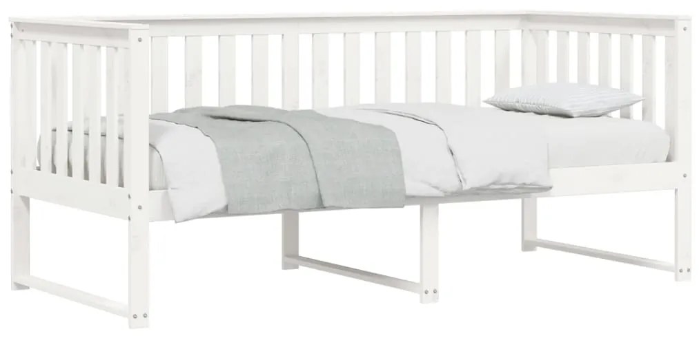 Sofá-cama 90x190 cm madeira de pinho maciça branco