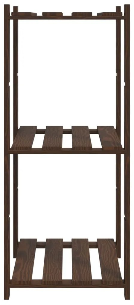 Unidade de 3 prateleiras 60x38x90 cm pinho maciço castanho