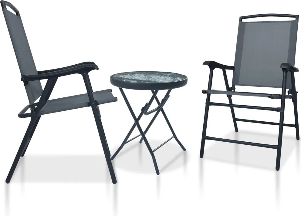 Conjunto bistrô 3 pcs aço cinzento