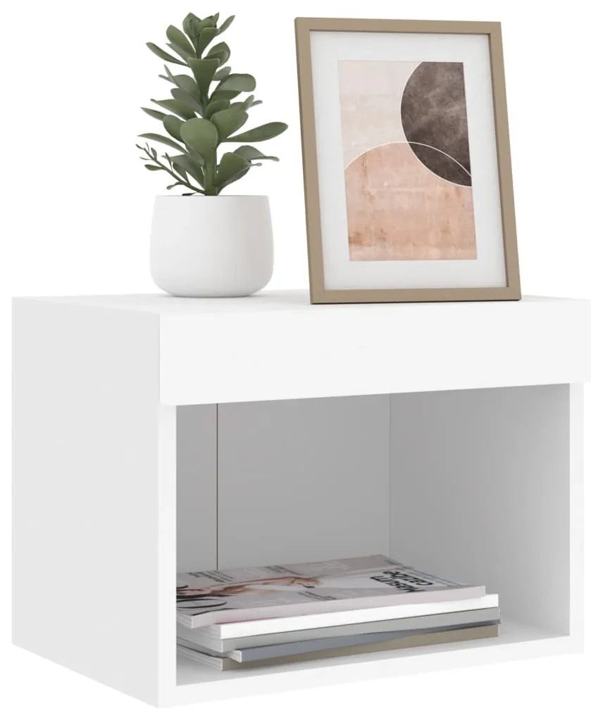 Mesa de cabeceira de parede com luzes LED branco