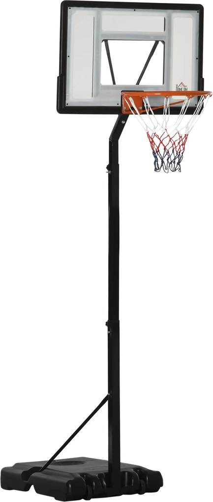 HOMCOM Suporte de basquetebol com rodas, móvel, ajustável 210-260 cm, cesto com suporte para exterior e interior, aço e plástico, preto | Aosom Portugal