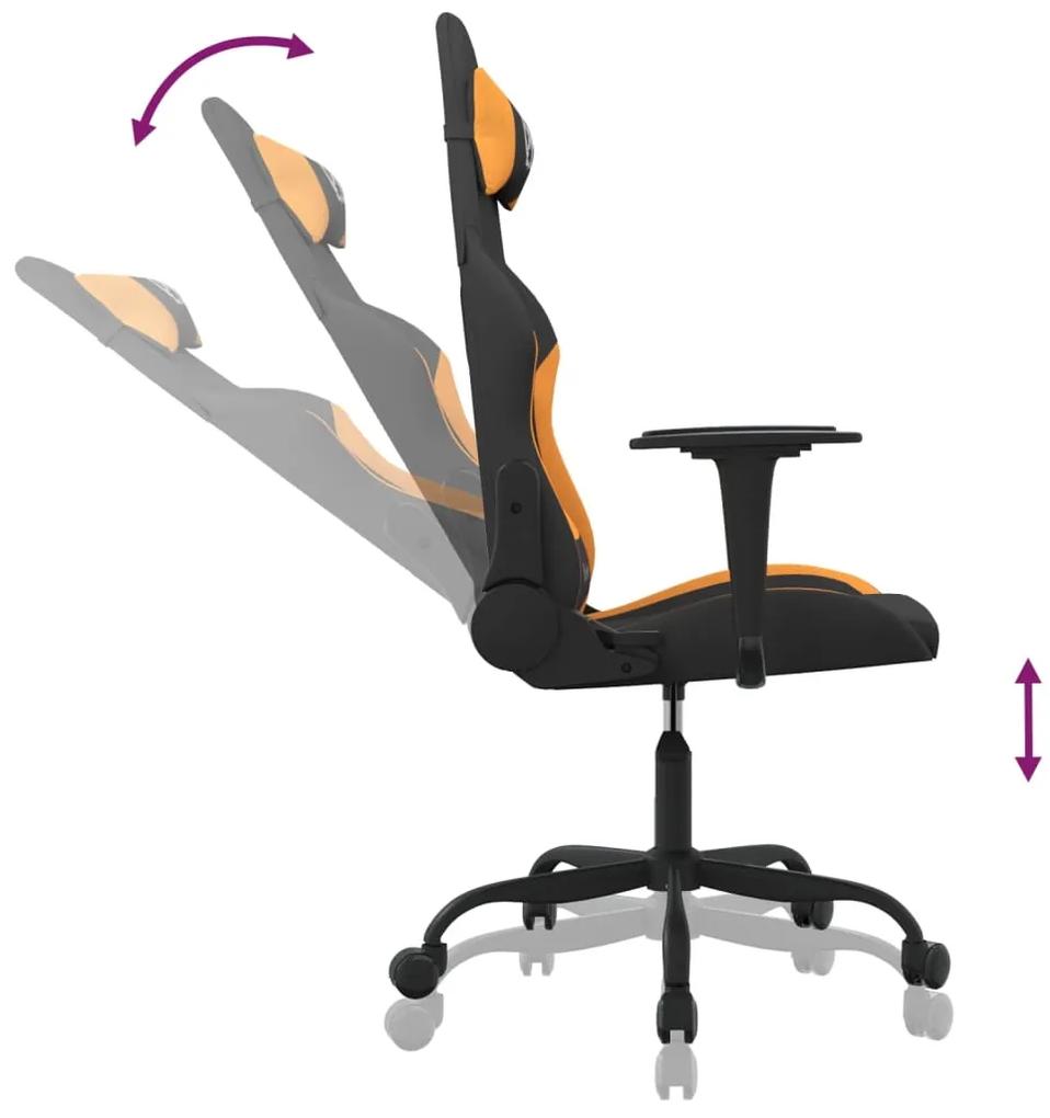 Cadeira gaming de massagens tecido preto e laranja