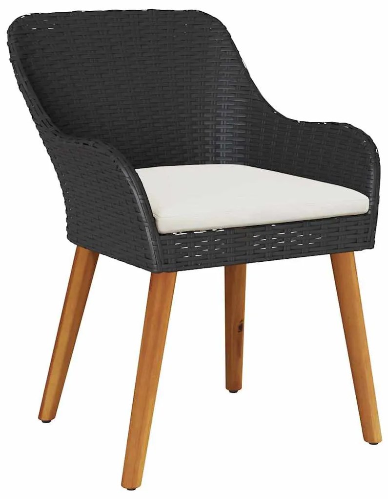 Conjunto de Jantar de Jardim 9 Peças Preto Rattan Sintético