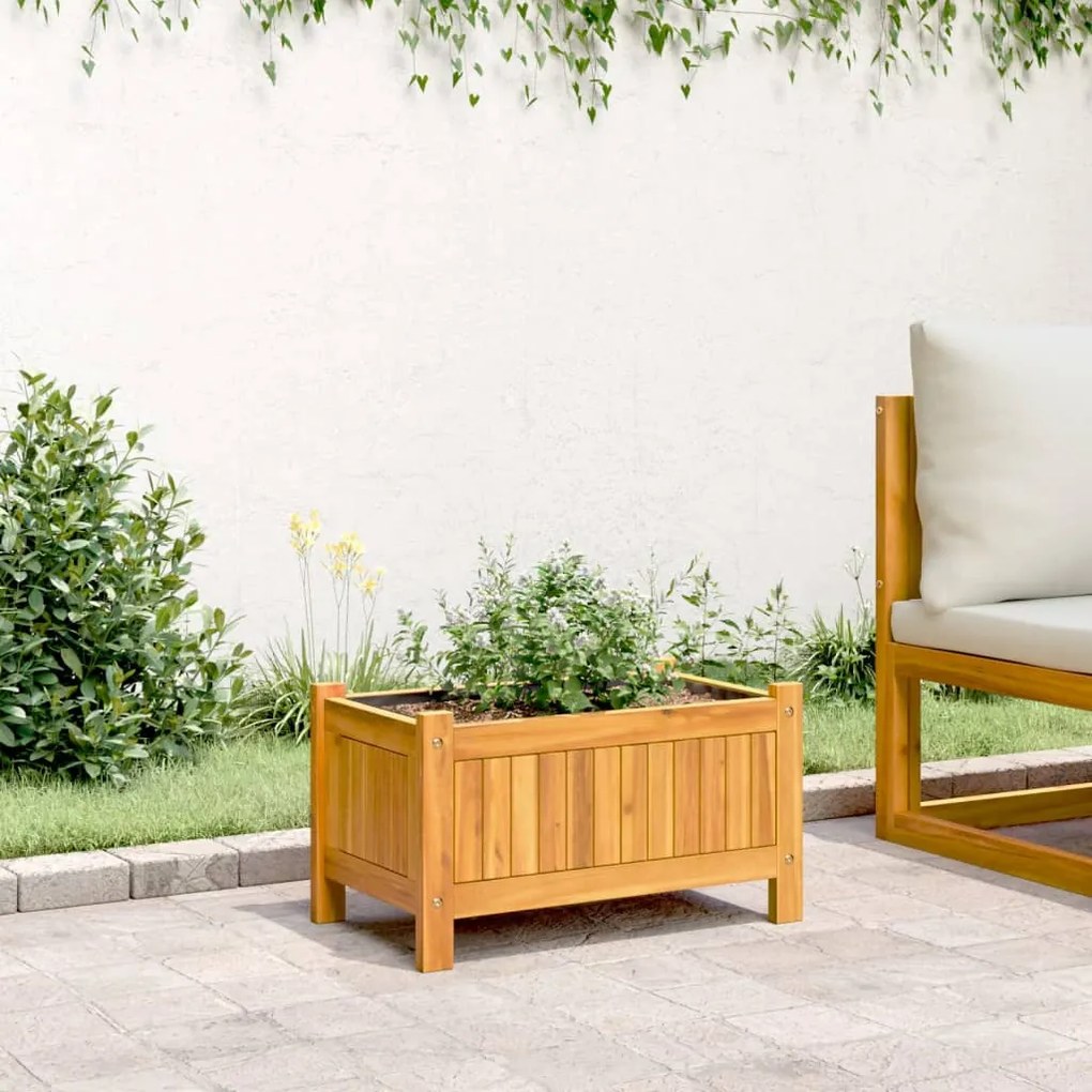 Vaso/floreira de jardim com forro 54x31x30 cm acácia maciça