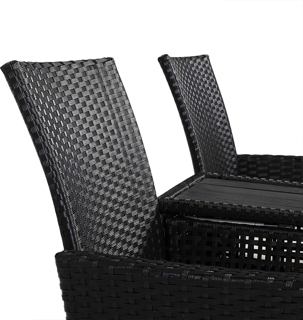 Banco de 2 lugares com mesa integrada em polirrattan 143 x 64 x 87 cm Preto