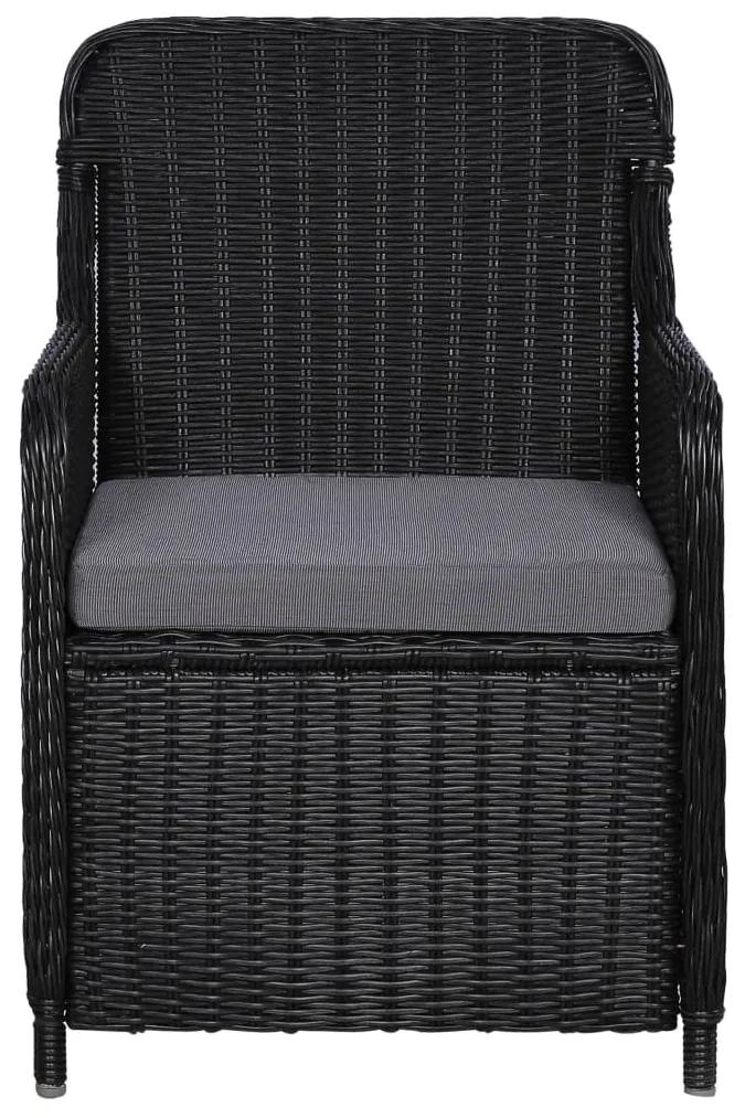 Cadeiras de exterior c/ almofadões 2 pcs vime PE preto