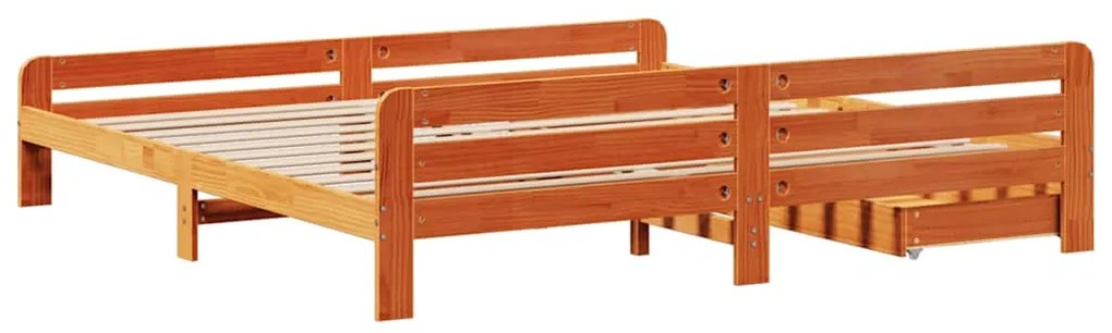 Cama sem colchão 200x200 cm pinho maciço castanho-mel