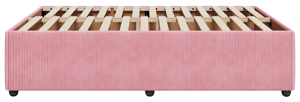 Estrutura de cama 160x200 cm veludo rosa