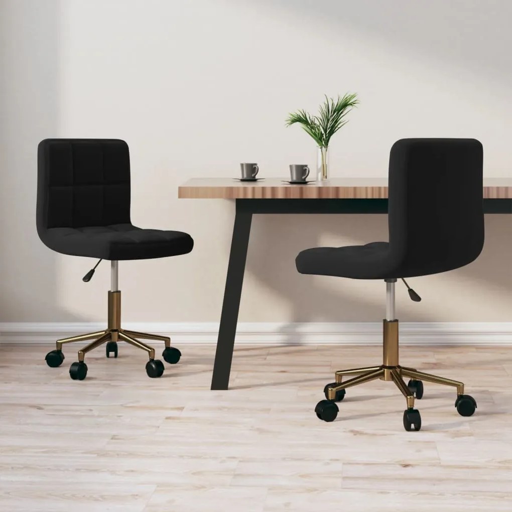 vidaXL Cadeiras de jantar giratórias 2 pcs veludo preto