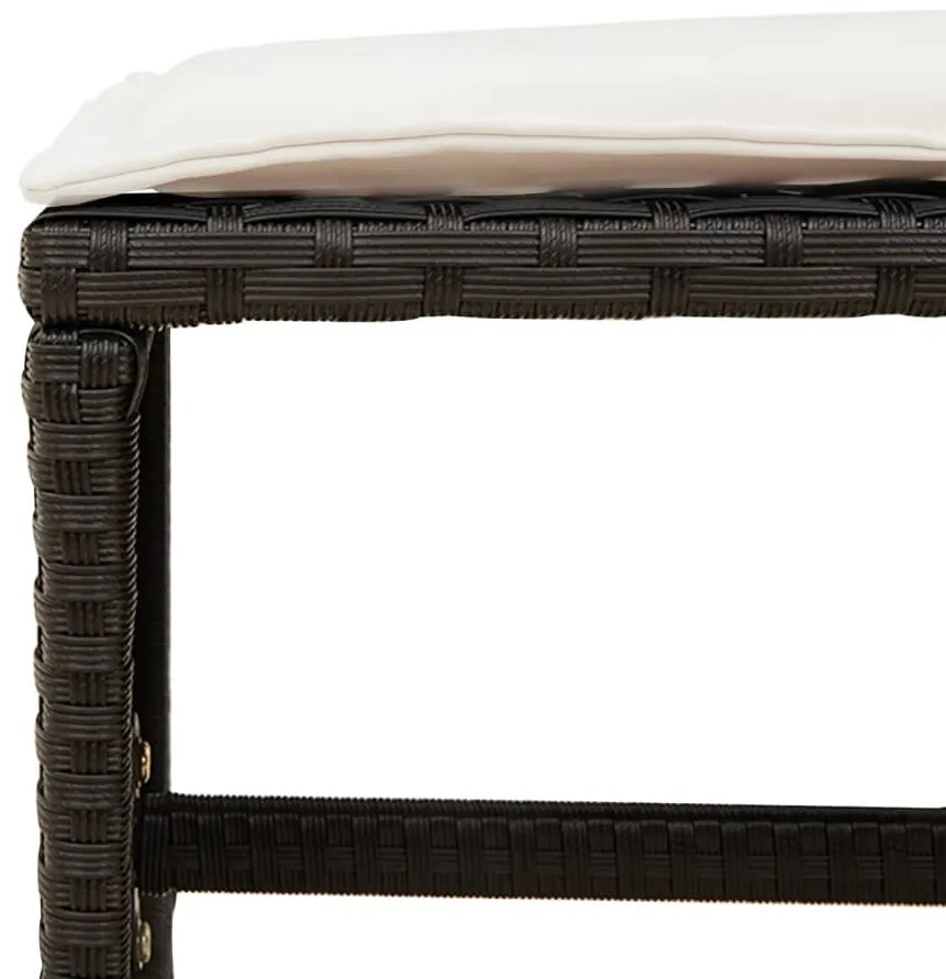 17 pcs conjunto de jantar p/ jardim c/ almofadões vime PE preto