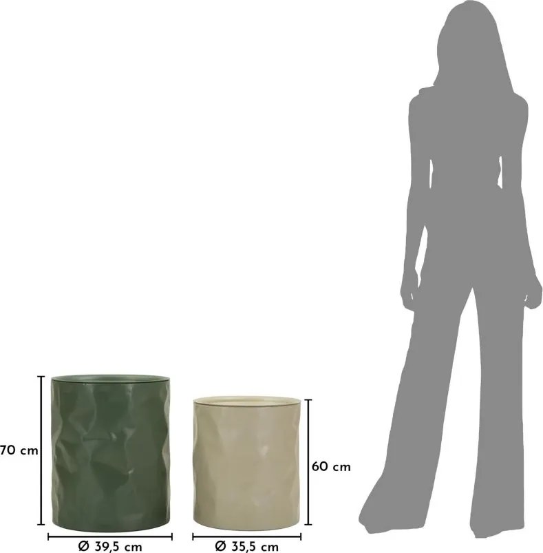 CONJUNTO DE MESAS DE APOIO NORIMBERGA 2 PEÇAS Ø 39,5X48-35,5X40 CM BRANCO E VERDE