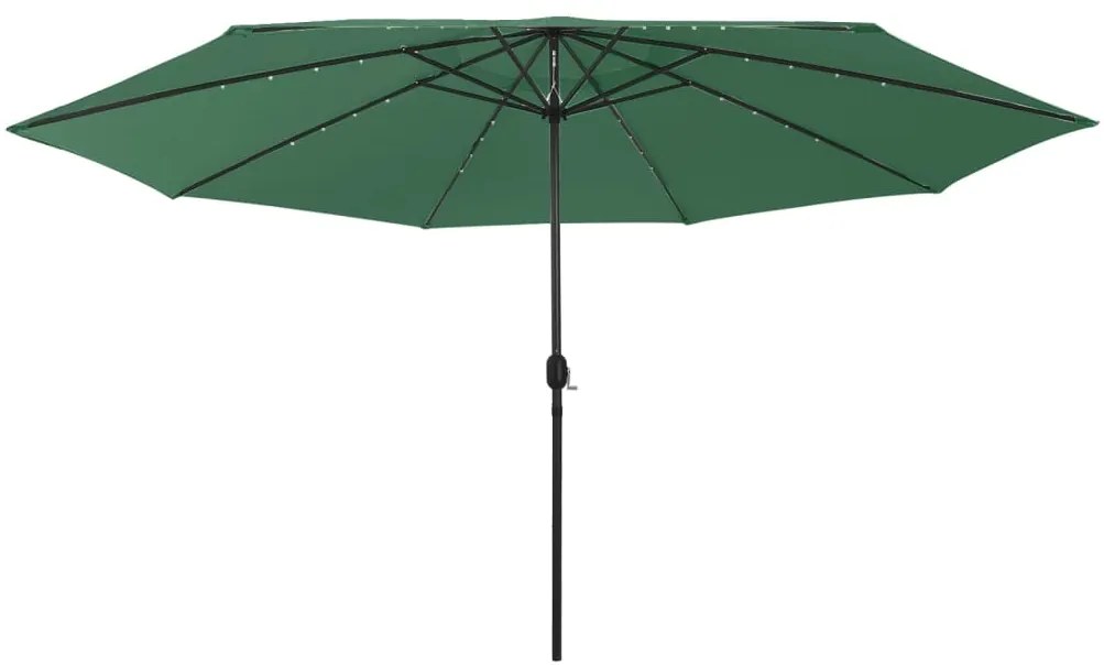 Guarda-sol de jardim com luzes LED 400 cm verde
