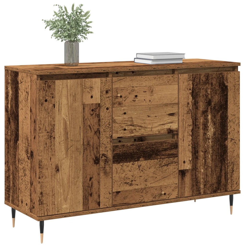Buffet vidaXL com portas e gavetas Madeira antiga 101,5x35x70 cm