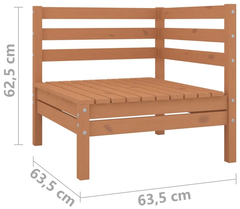 Sofá de 2 lugares para jardim pinho maciço castanho mel