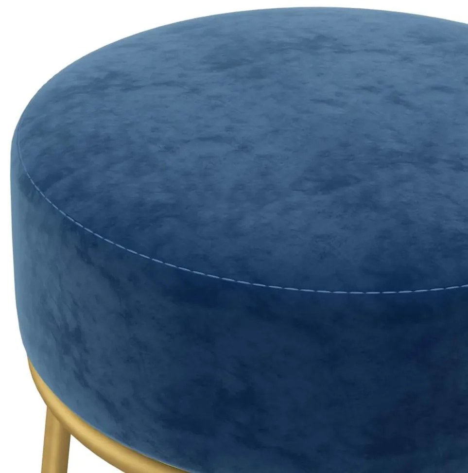 Banqueta redonda veludo azul