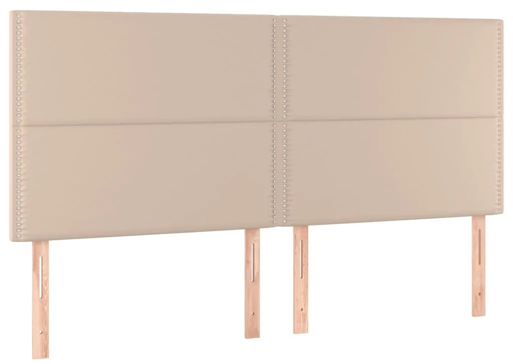 Cabeceira cama c/ LED couro artif. 180x5x118/128cm cappuccino