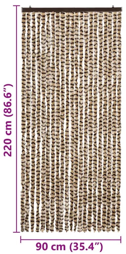 Cortina anti-insetos 90x220 cm chenille bege e castanho