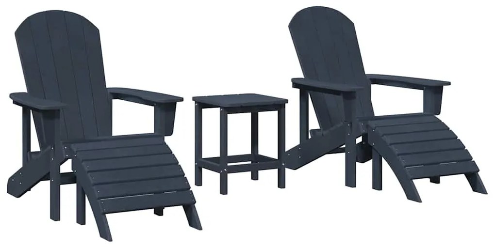 Conjunto de Lounge de Jardim de 3 Peças vidaXL Azul-marinho HDPE