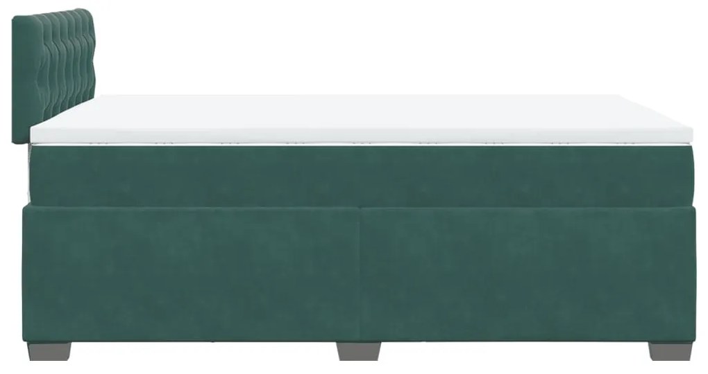 Cama boxspring com colchão 120x200 cm veludo verde-escuro