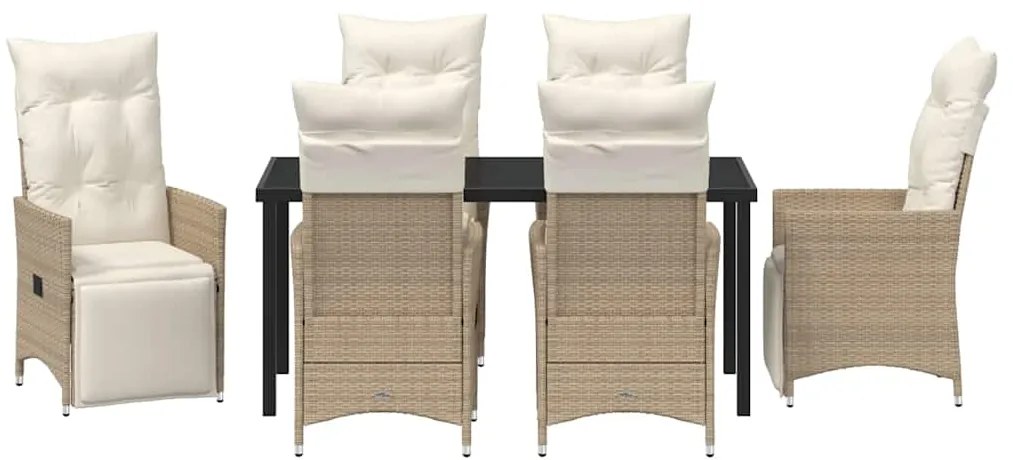 Conjunto de Jantar para Jardim de 7 Peças com Almofadas em Rattan Sint