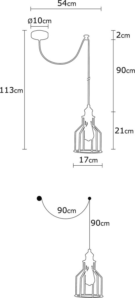 Candeeiro Alacati – Preto e Bronze – Diâmetro 54 cm x Altura 113 cm