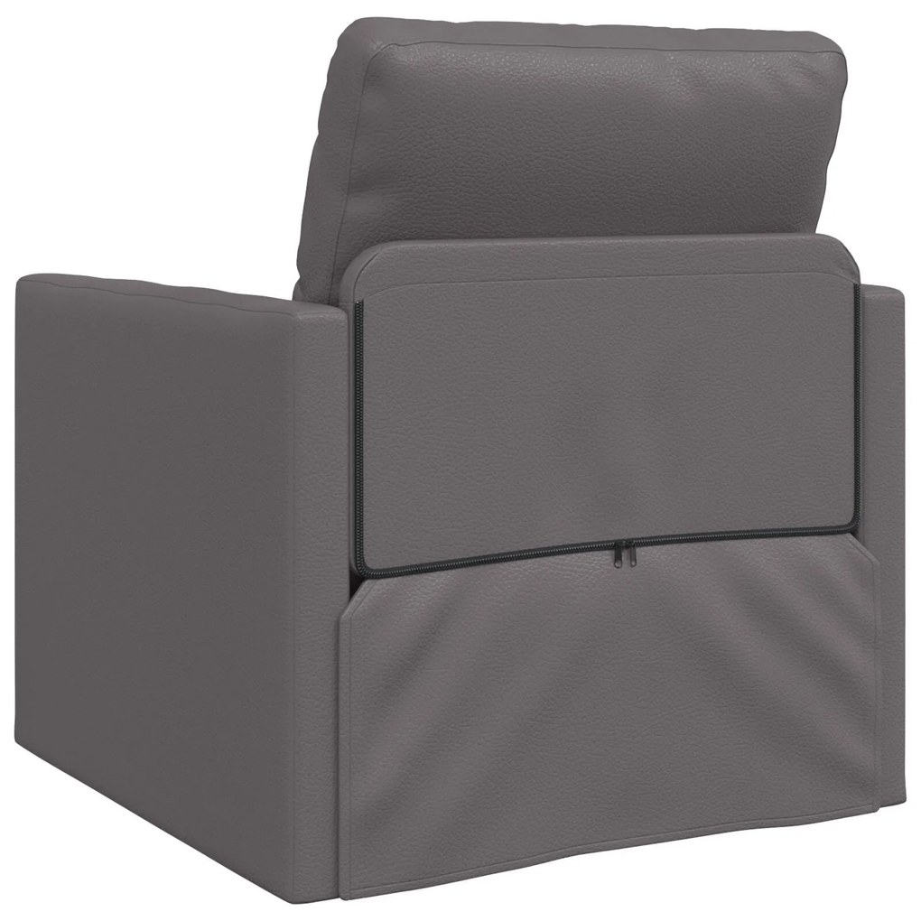 Sofá-Cama 2-em-1 Cinza 74x77x81 cm Pele Sintética