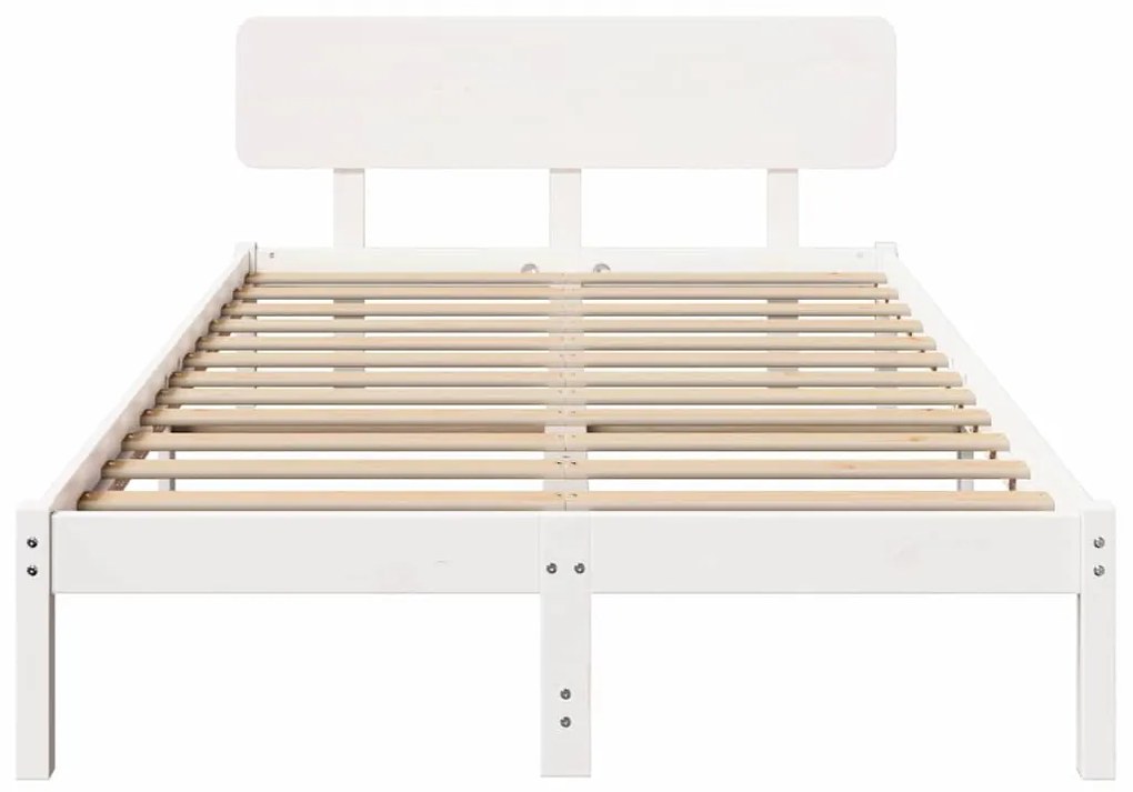 Cama com cabeceira branca 120x200 cm em madeira de pinho maciça
