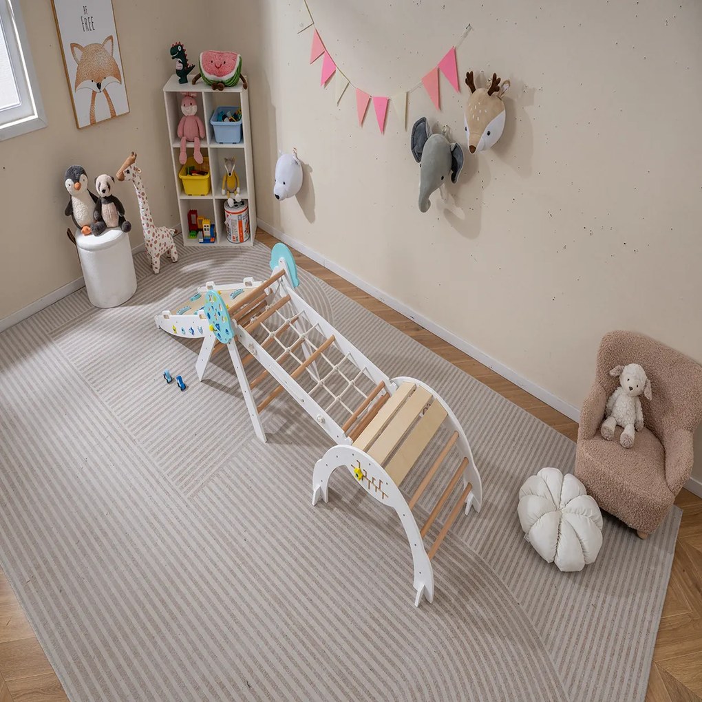 Conjunto Triângulo dobráveis para escalada Bebés 8 em 1 Montessori de escalada em madeira com tema de astronauta Branco