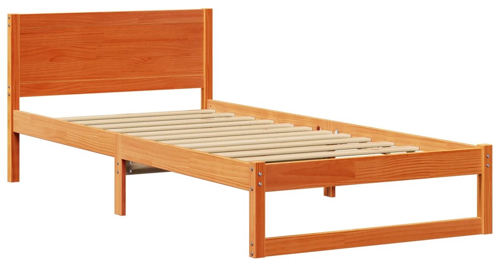 Estrutura de Cama Marrom Cera Madeira maciça 90 x 200 cm Robusta