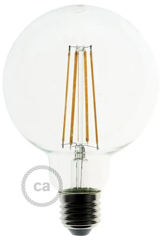 LED Transparent Light Bulb - Globe G95 Long Filament - 7.5W E27 Decorative Vintage Dimmable 2200K