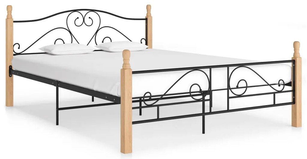 Estrutura cama c/ cabeceira sem colchão 140x200 cm metal preto